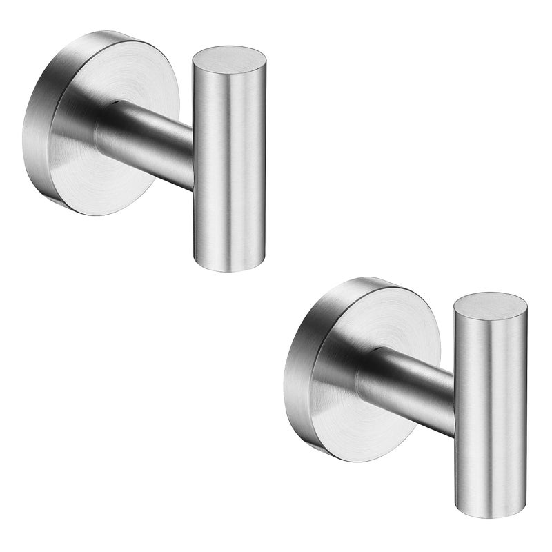 Nolimas Bathroom Towel Hooks SUS 304 Stainless Steel Coat Hook Round Clothes Towel Coat Robe Hook Cabinet Closet Door Sponges Holder for Bath Kitchen Garage Hotel,Wall Mounted, Brushed Nickel, 2Pack - Image 1